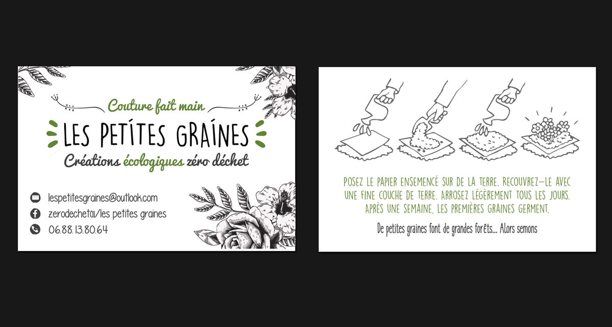 Création logo et cartes de vitite pour Les Petites Graines